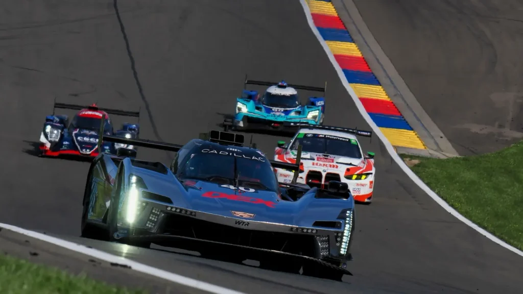 Louis Deletraz brought the #40 Cadillac V-Series.R in second place at Watkins Glen